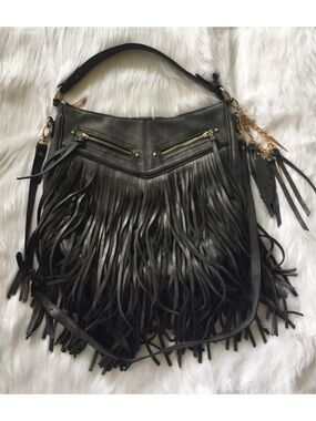 Aldo • Gunmetal Grey Boho Fringe Bag Indie Sleeze